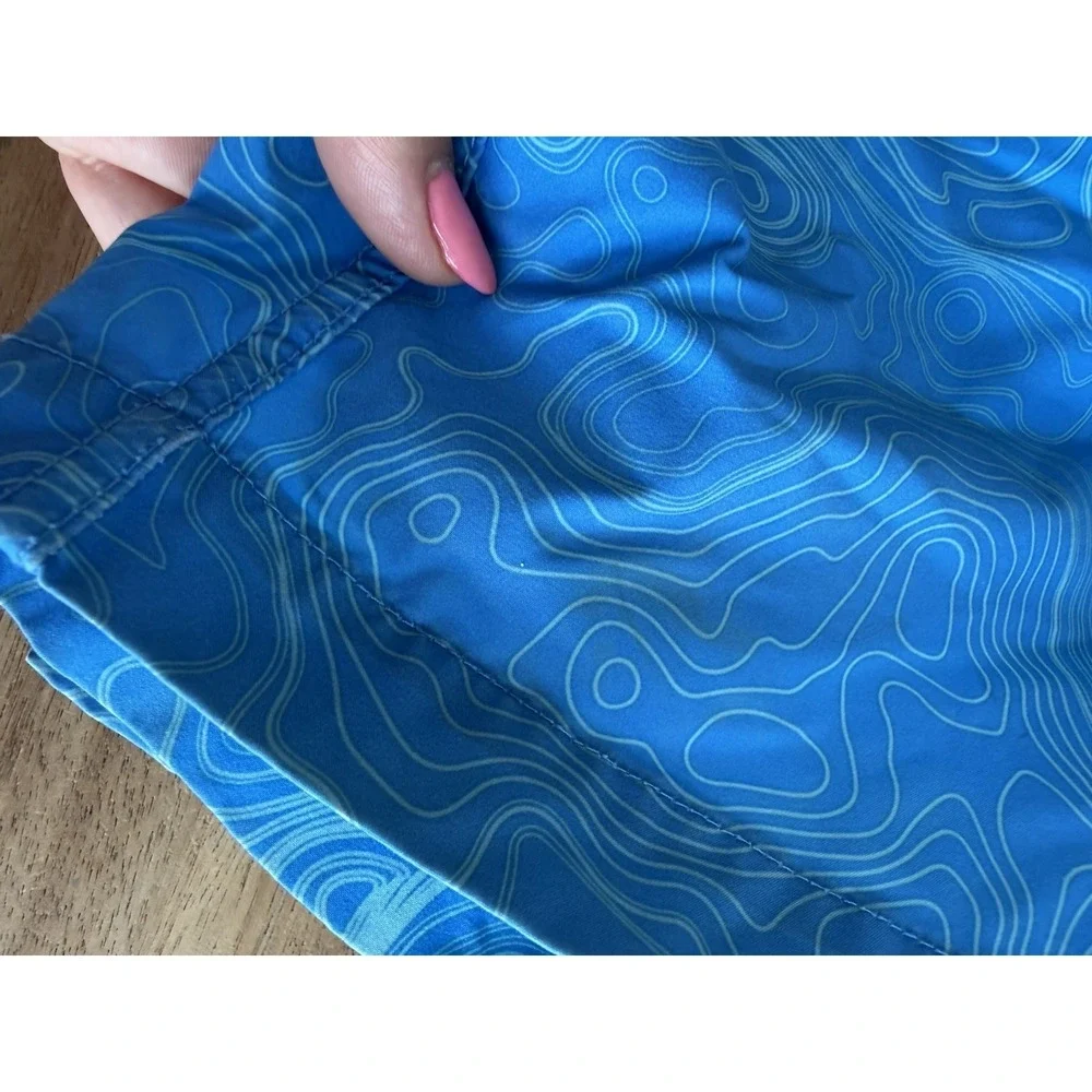 Psycho Bunny Boys Swim Trunks Size 5/6 Blue Topographic‎ Print Mesh Lined Shorts